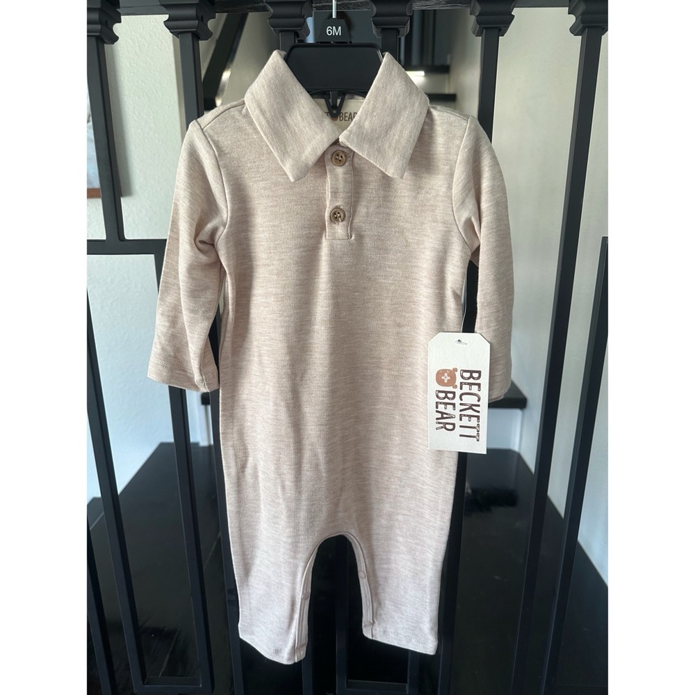 Toddler Polo One-Piece Bodysuit in Beige